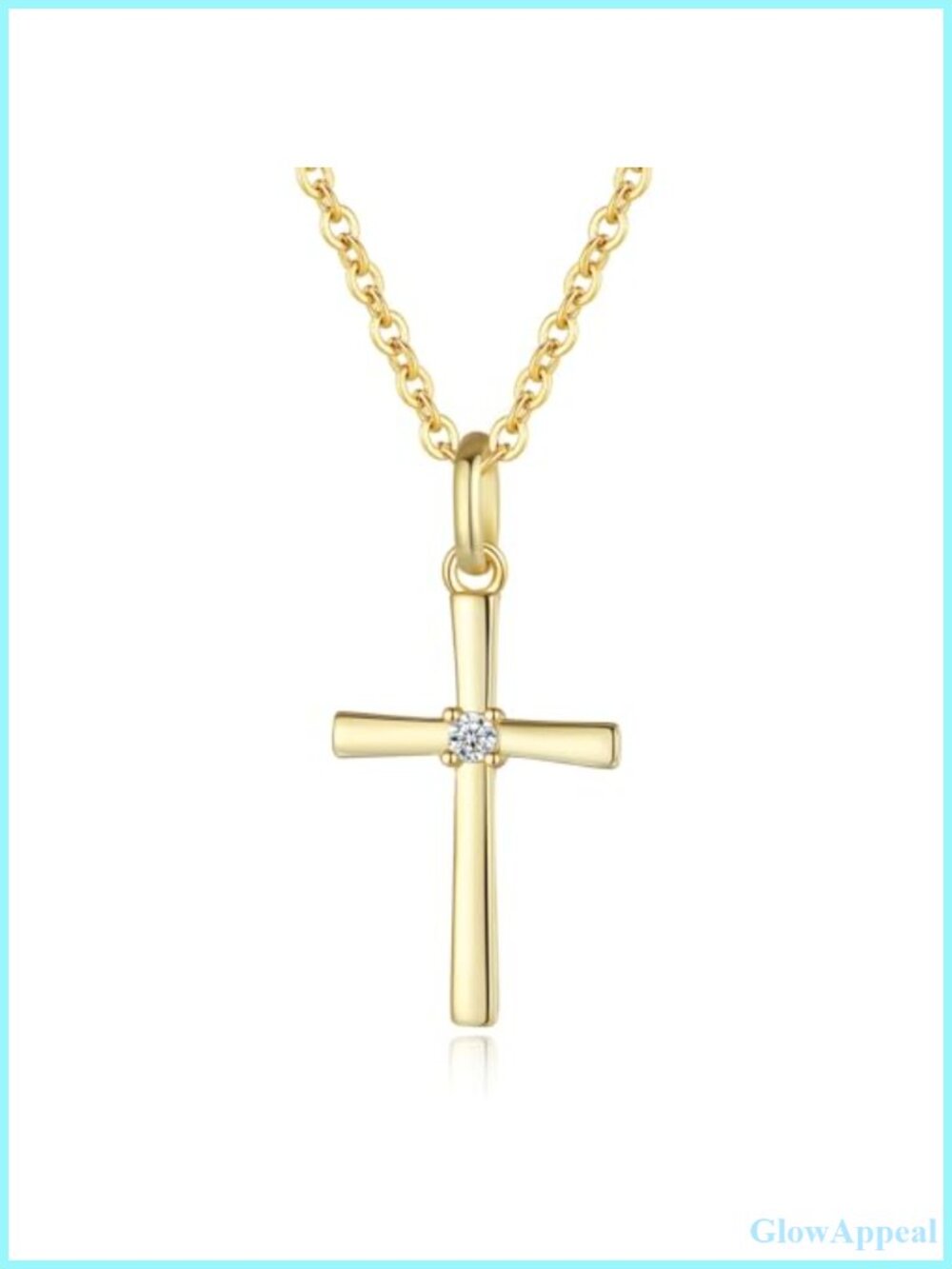 Dainty 925 Sterling Silver Cross Necklace Cubic Zirconia Pendant